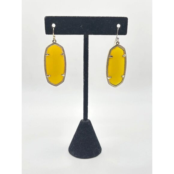 Kendra Scott Elle Drop Earrings Yellow Glass & Gold - Picture 5 of 6